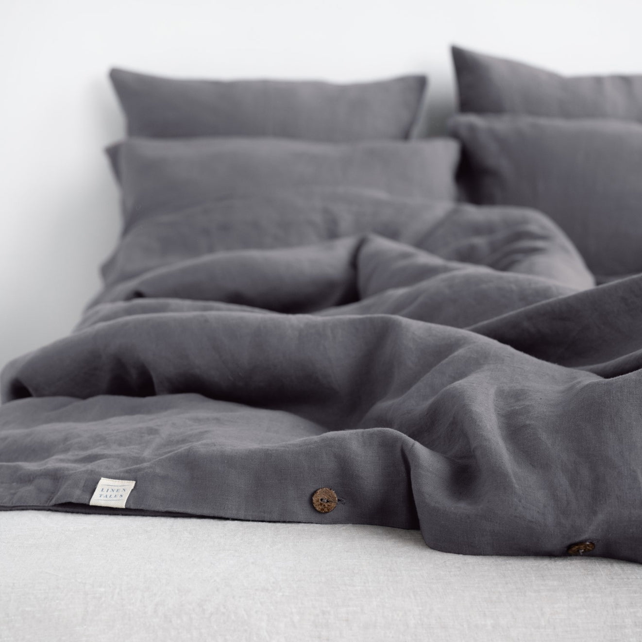 Pellava pussilakanasetti - Dark Grey (Parivuode) - Linen Tales