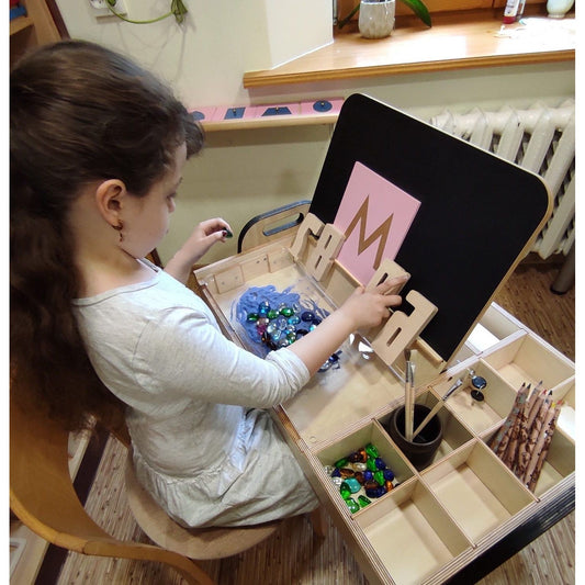 Adjustable Children Montessori Table and Chair Set Julle - Cannon Pink