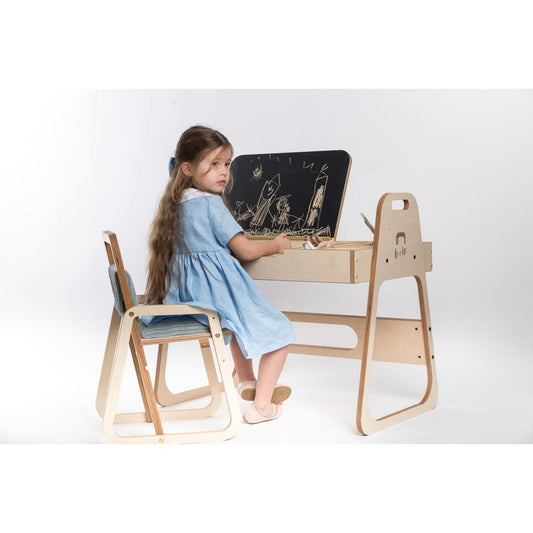 Adjustable Children Montessori Table and Chair Set Julle - Mint Green