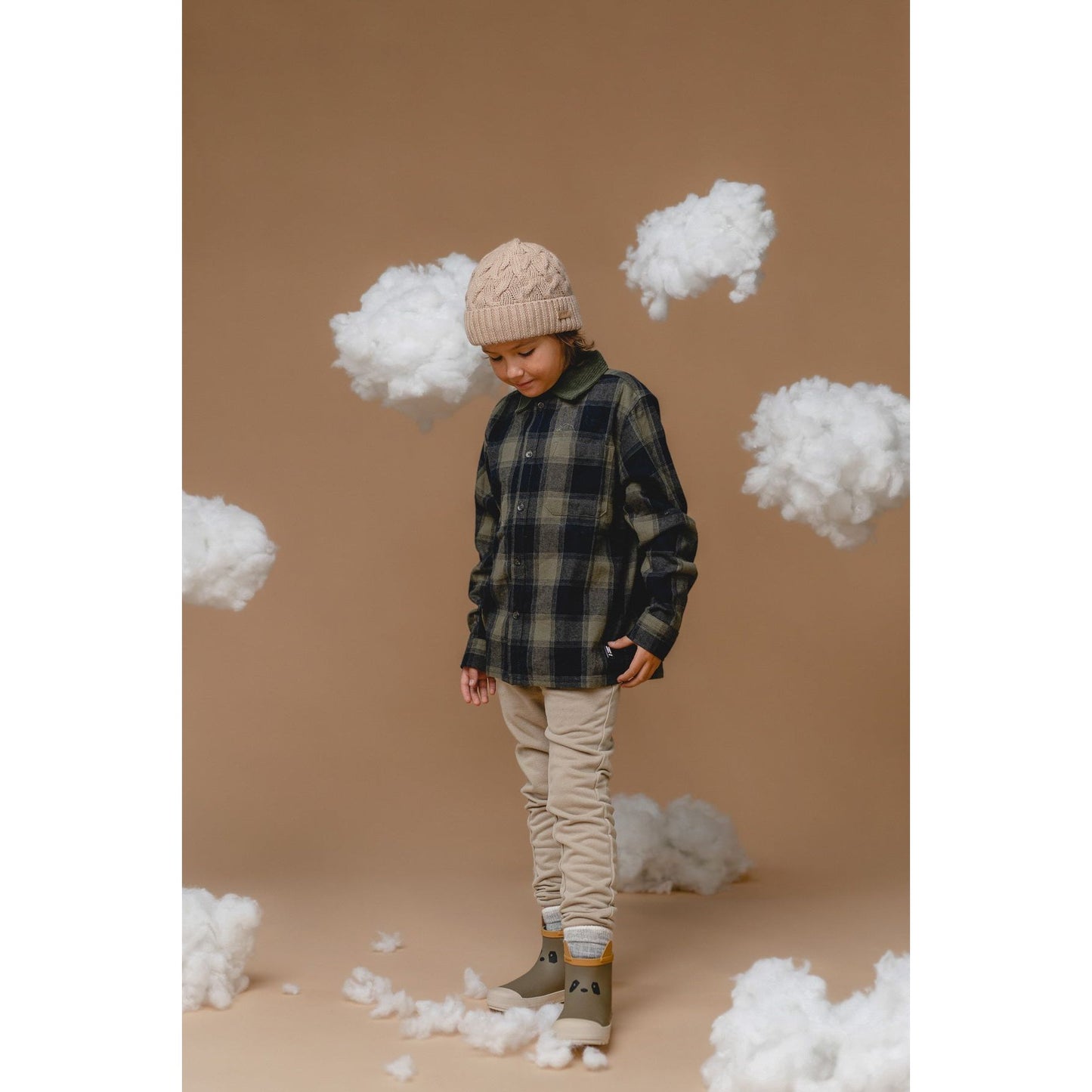 100% Baby Alpaca Cable Hat for Kids - Wheat