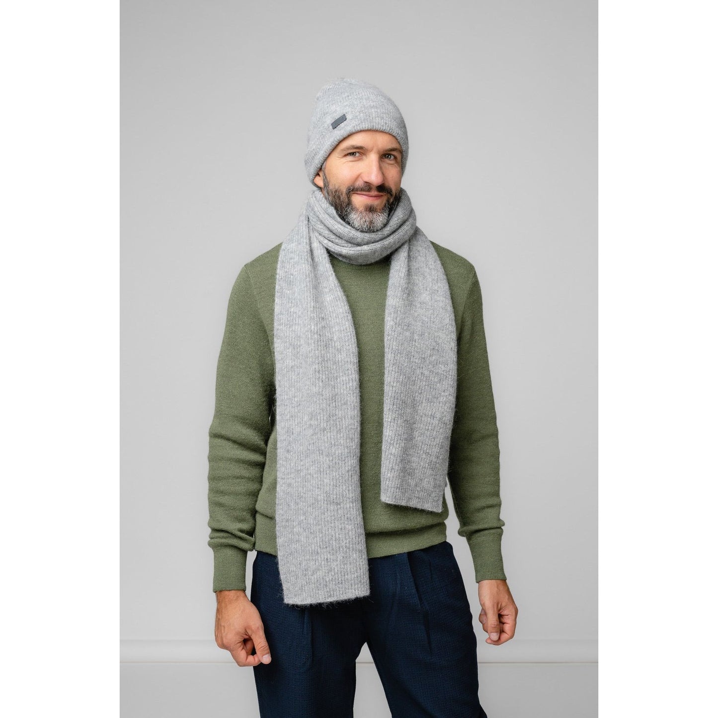 Natural Baby Alpaca and Merino Wool Light Fisherman's Rib Scarf