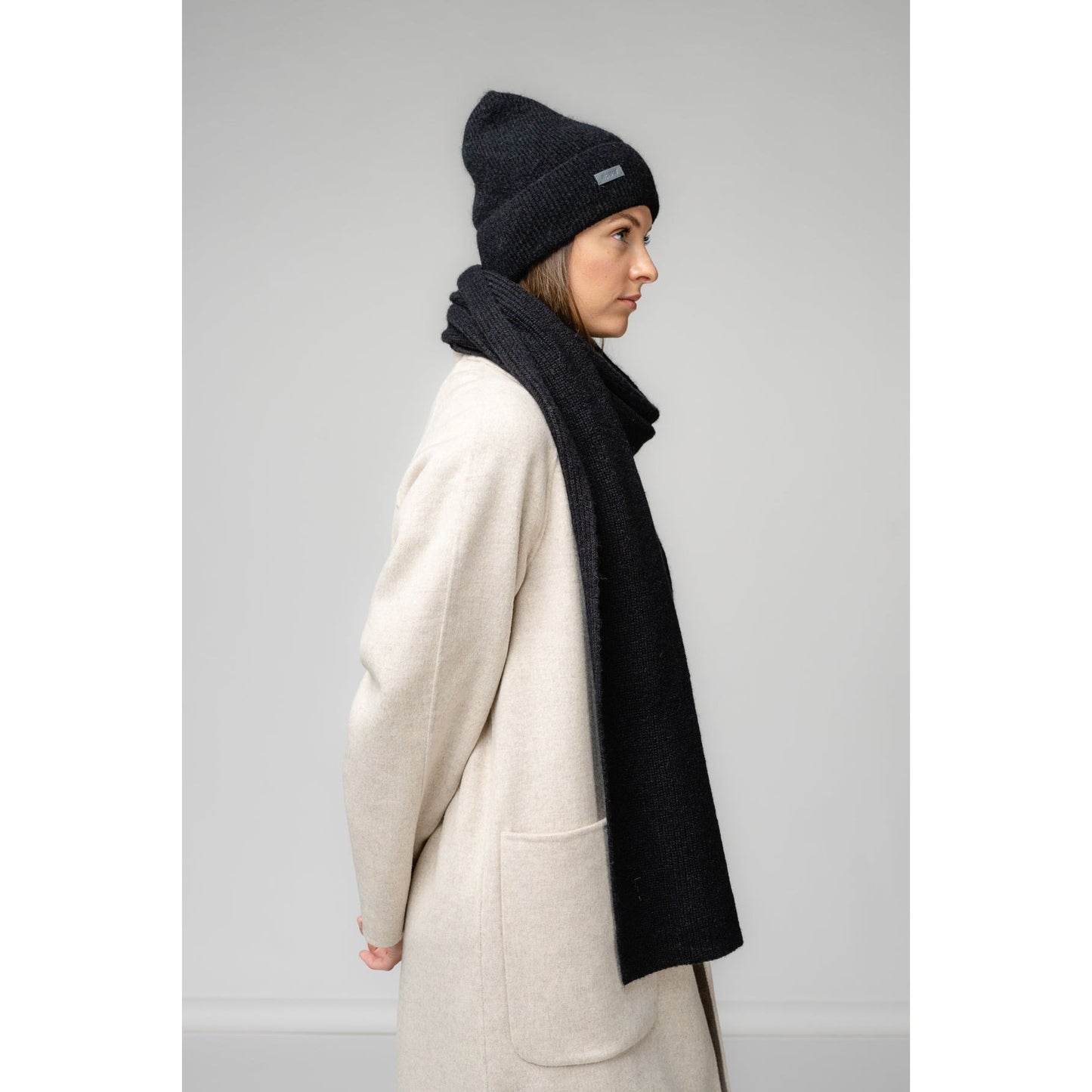 Natural Baby Alpaca and Merino Wool Light Fisherman's Rib Scarf