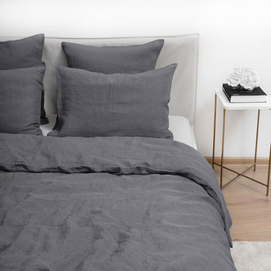 Pellava pussilakanasetti - Dark Grey (yhden hengen) - Linen Tales