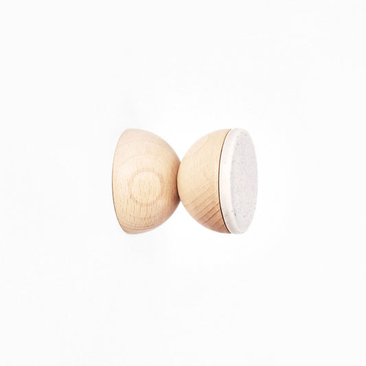 Beech Wood & Veramic Wall Hook / Knob - Grey Sand