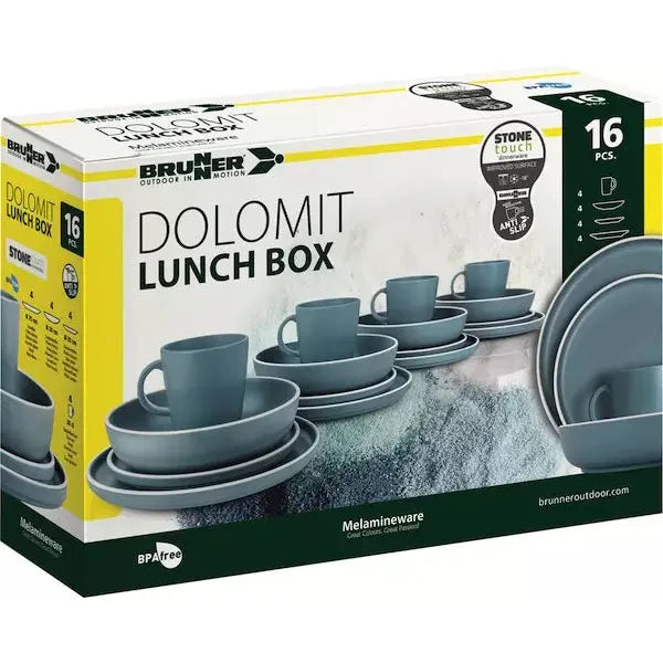 Brunner melamiiniastiasto Dolomit Blue, liukueste, 16 osaa