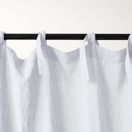 Pimentävä pellavaverho (tankoon sidottavat) - Valkoinen - 2 kpl Setti - Linen Tales