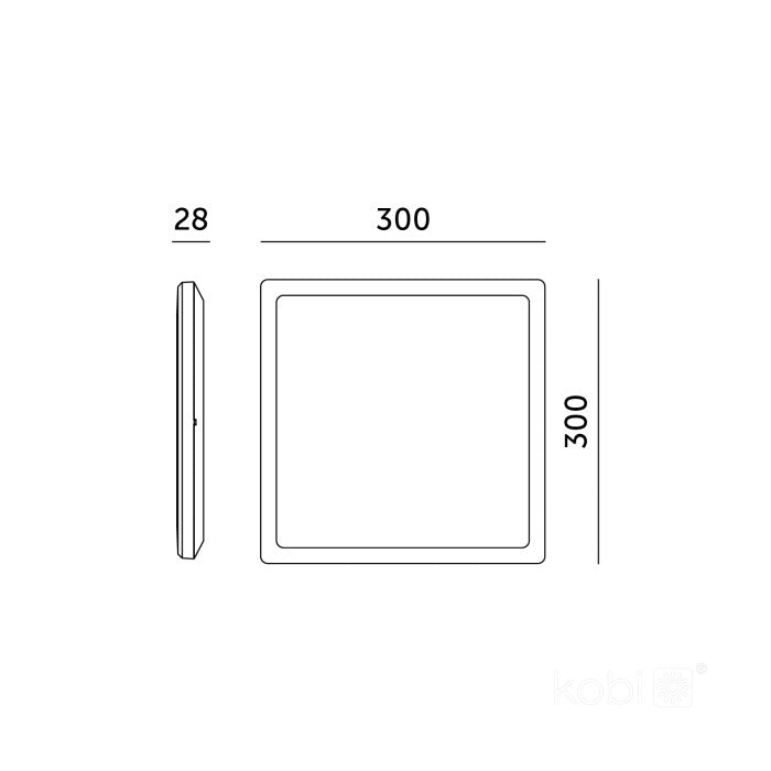 Kattovalaisin LED NIVERA SQUARE 18W 3CCT IP54 musta Kobi Premium
