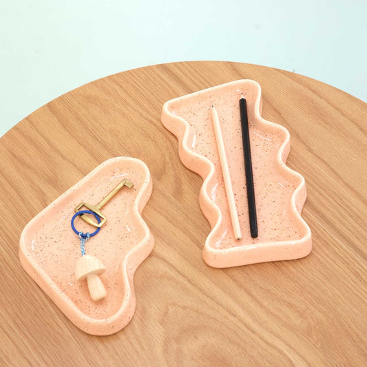 Ceramic Wave Tray – Peach Triangle