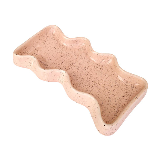 Ceramic Wave Tray – Rectangular Peach