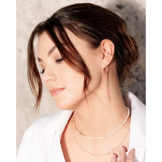 Cherie L-Tassel Earrings - Rose Gold and Silver