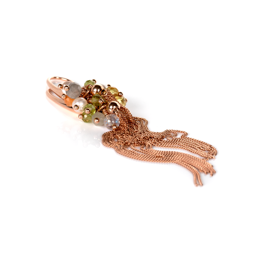 Cherie Color Tassel Earrings - Rose Gold and Silver