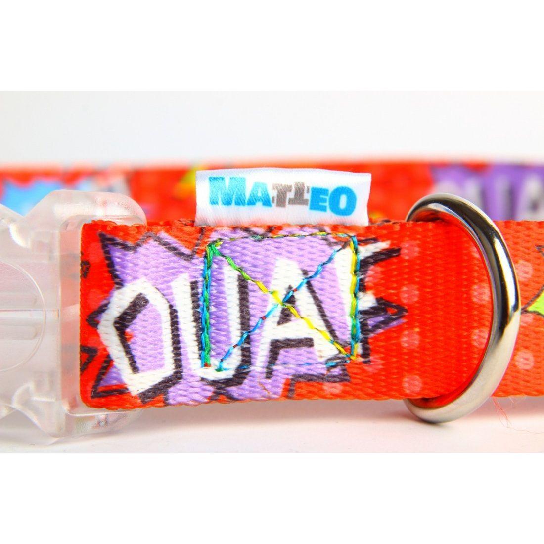 Collar With LED Plastic Buckle - Red Graffiti