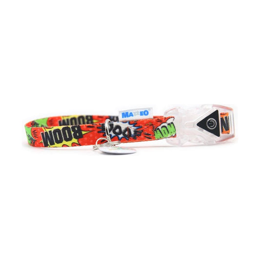 Collar With LED Plastic Buckle - Red Graffiti