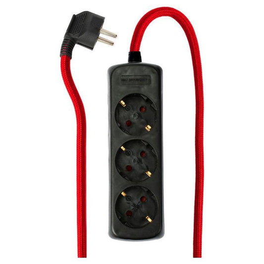 Jatkojohto 1-vaihe OPAL  3-OS MAAD 2M PUNAINEN KANGAS | 2433052 | 6438056133160 | Kotikauppa | OPAL