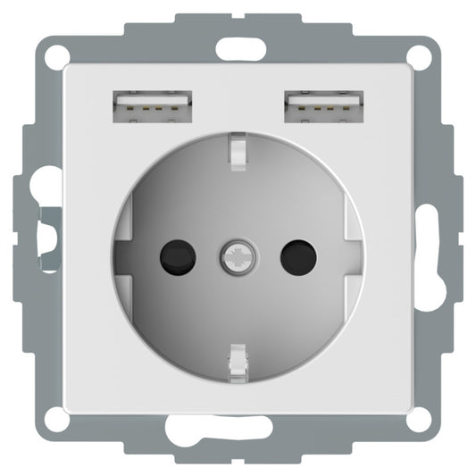 Pistorasia + USB Schneider Electric Exxact 1-PR + 2x USB lataus 2,4 VAL-3606489429768