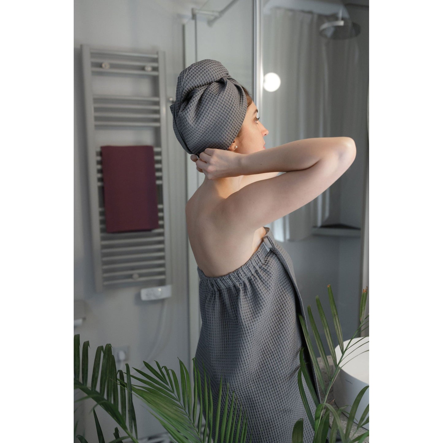 Cotton Waffle Sauna Wrap With Velcro