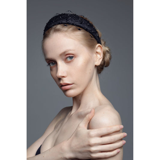 Headband Charlize with Swarovski Crystals Honeycomb Veil