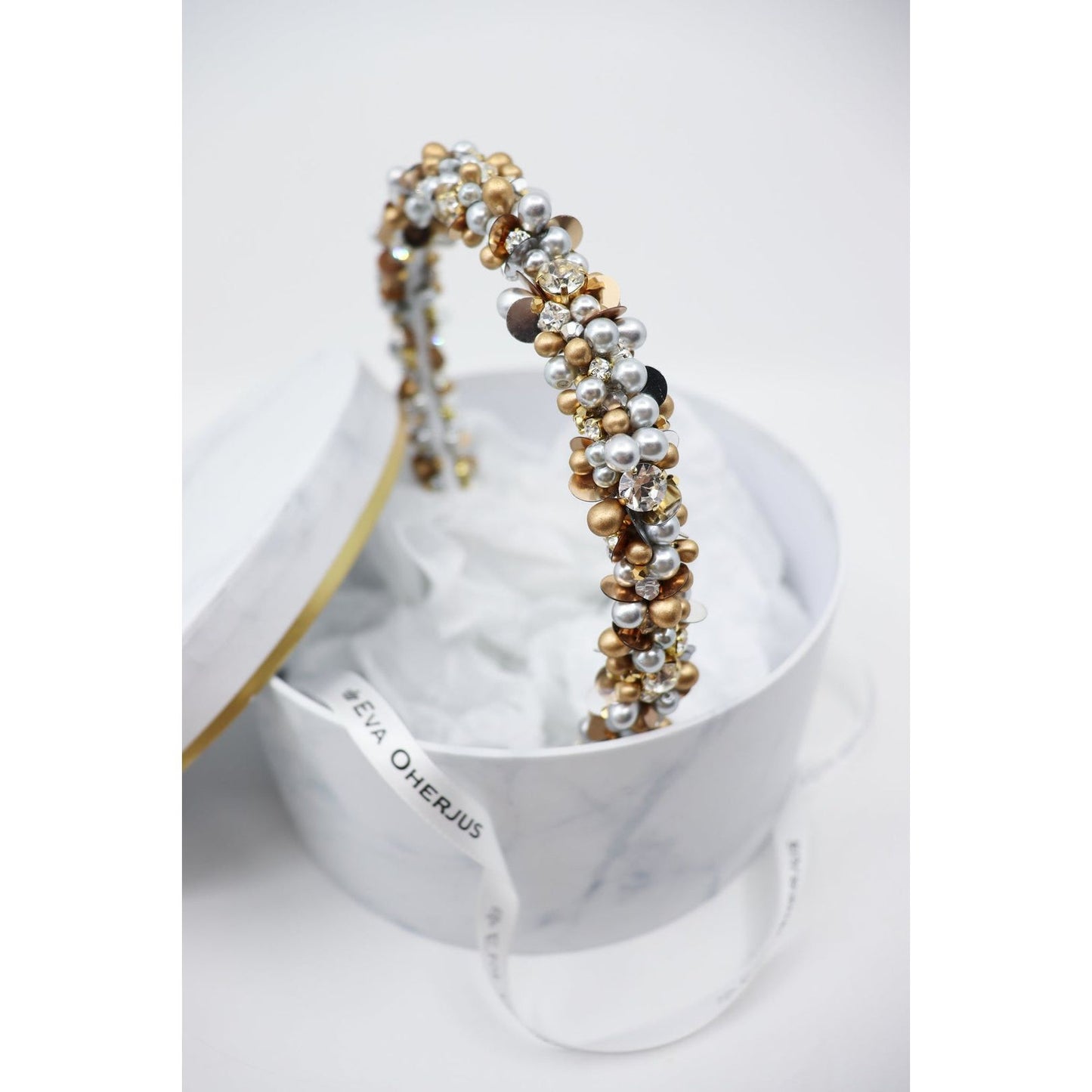 Headband Lena with Crystals, Pearls, Beads and Sequins