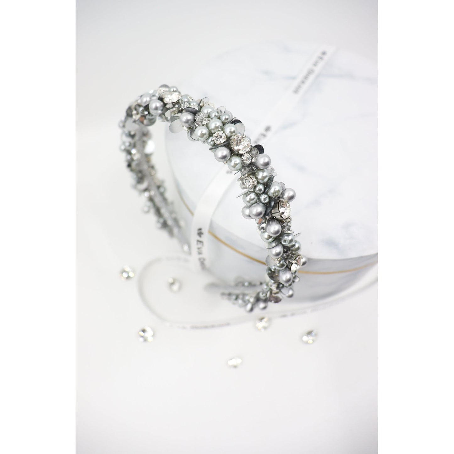 Headband Selena with Crystals and Pearls