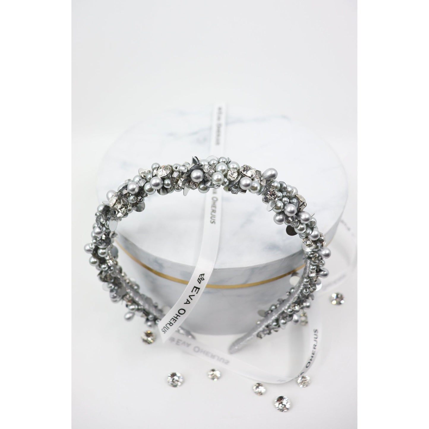 Headband Selena with Crystals and Pearls