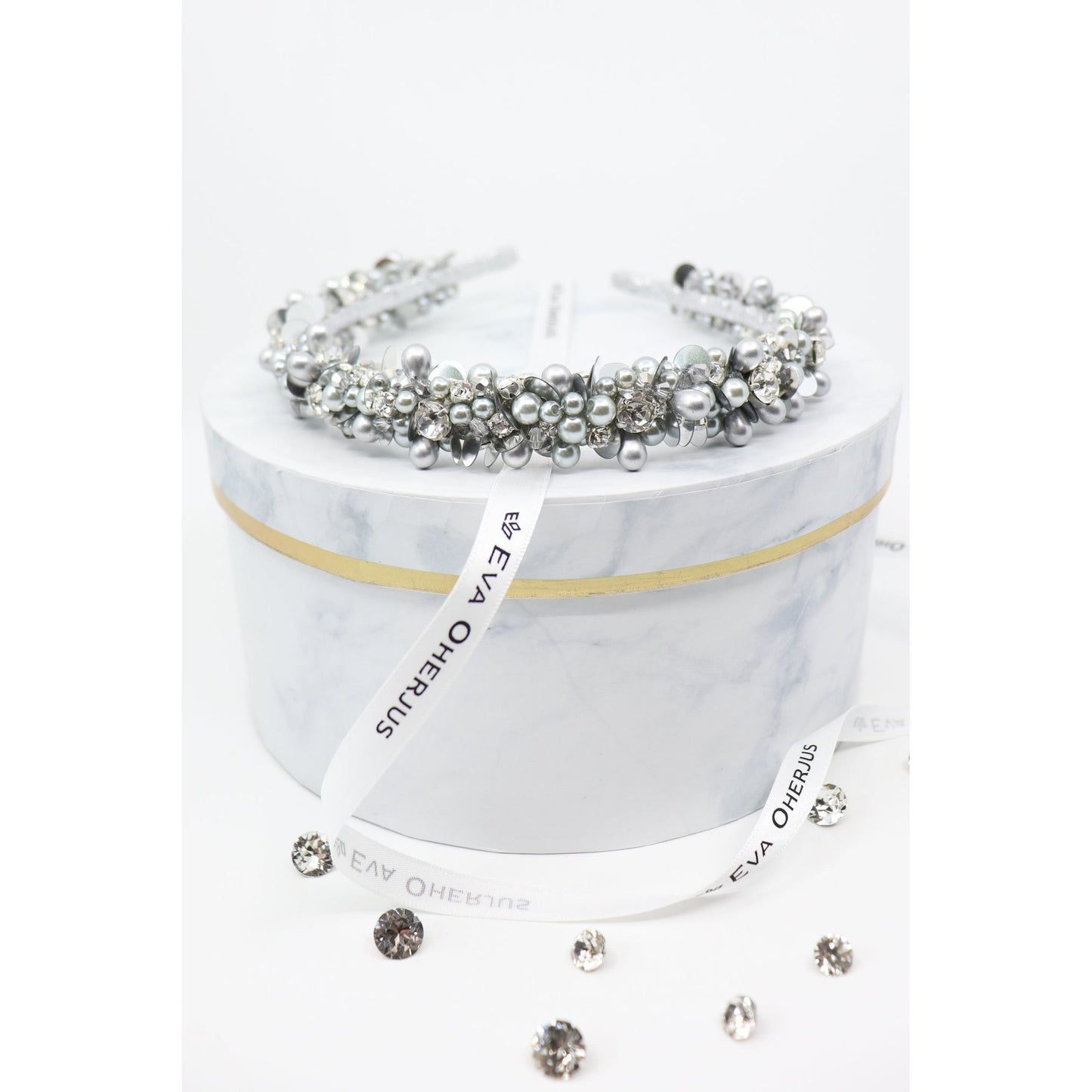 Headband Selena with Crystals and Pearls