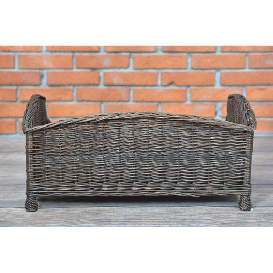 Dark Wicker Pet Bed Alfie With Cushion, 74×52 cm