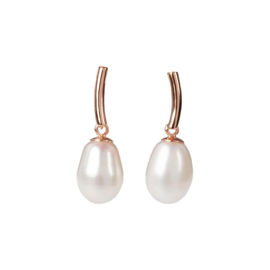 DayCharm Pearl Drop Earrings - Rose Gold and Silver