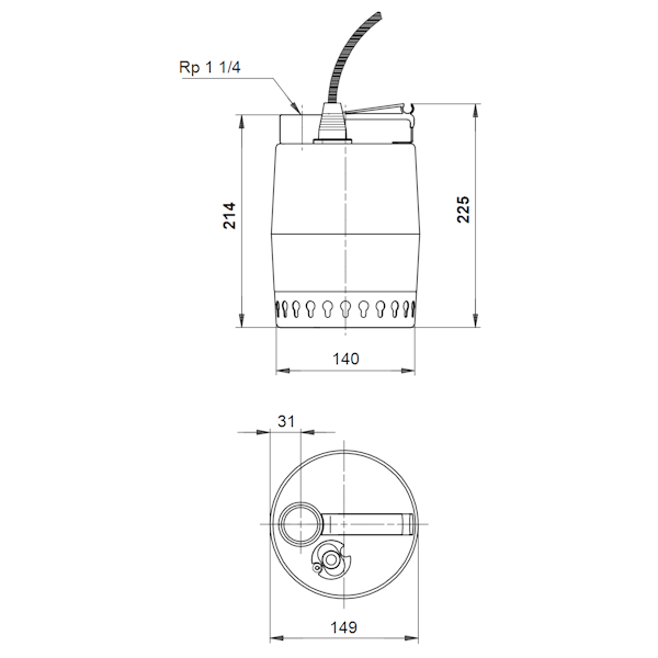 TYHJENNYSPUMPPU GRUNDFOS KP150M-1 1-V EI VIPPAA RST