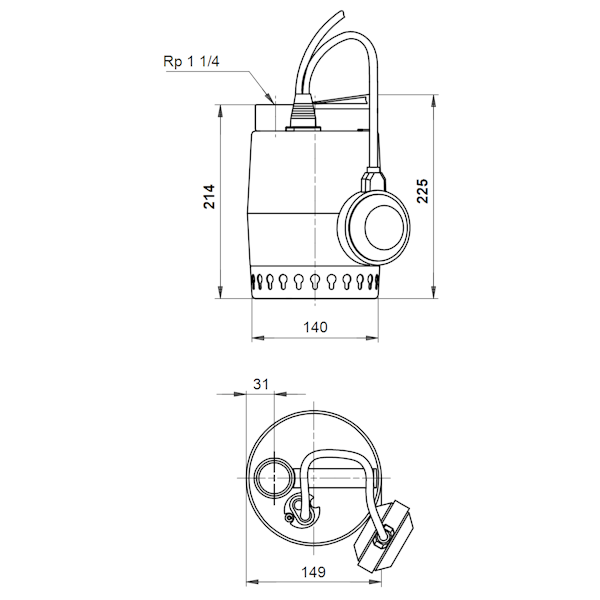 TYHJENNYSPUMPPU GRUNDFOS KP 250-A-1 1-V. VIPALLA RST