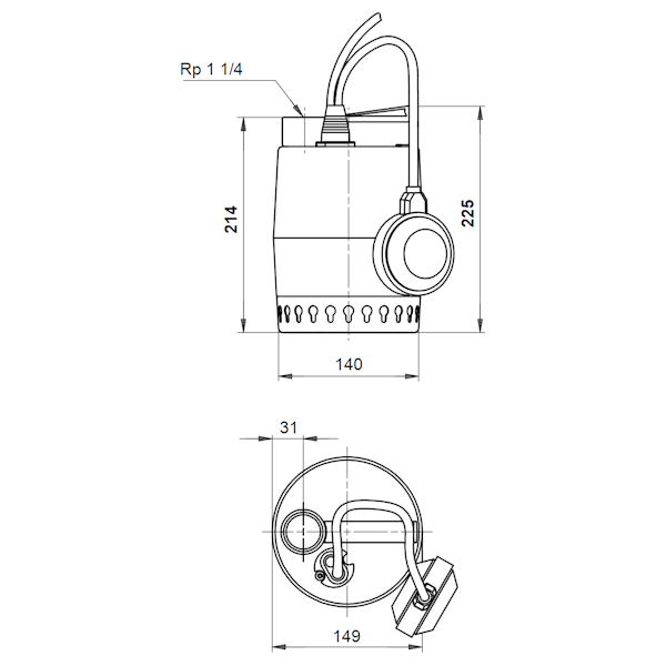 TYHJENNYSPUMPPU GRUNDFOS KP 250-A-1 1-V. VIPALLA RST