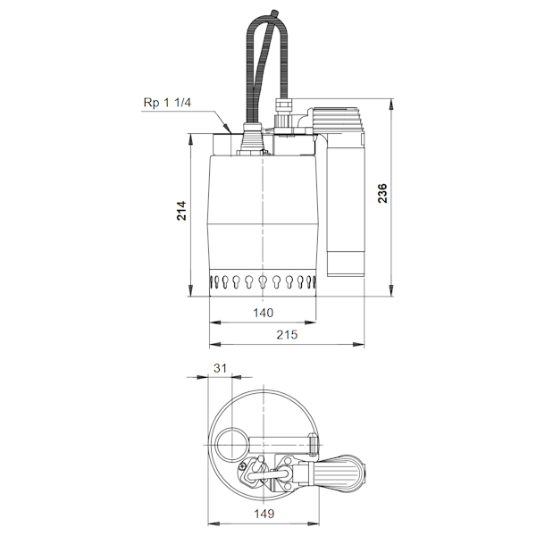 TYHJENNYSPUMPPU GRUNDFOS KP250-AV 1-V PUTKIVIPPA RST