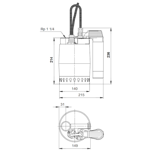 TYHJENNYSPUMPPU GRUNDFOS KP250-AV 1-V PUTKIVIPPA RST