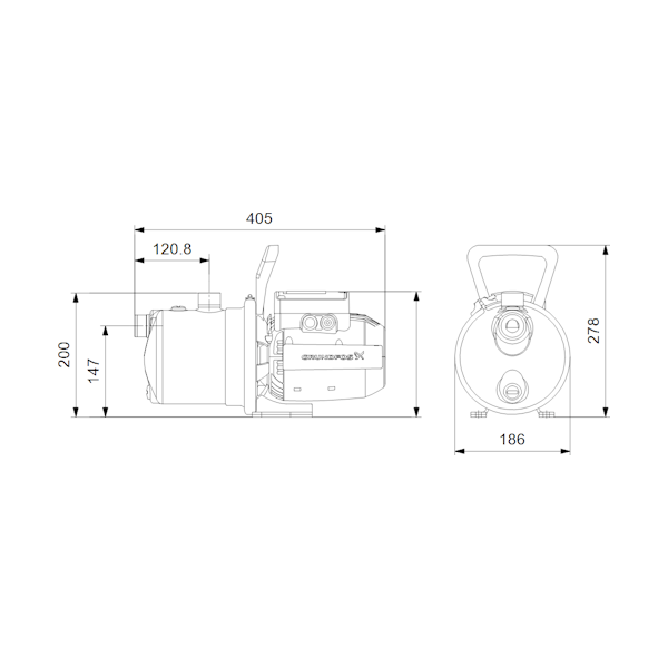 PUUTARHAPUMPPU GRUNDFOS JP 4-47 1x230V 50Hz 1,5M