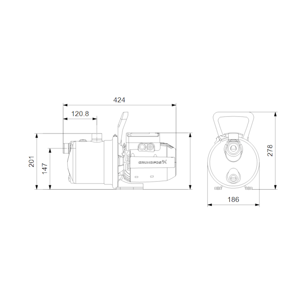PUUTARHAPUMPPU GRUNDFOS JP 5-48 1x230V 50Hz 1,5M