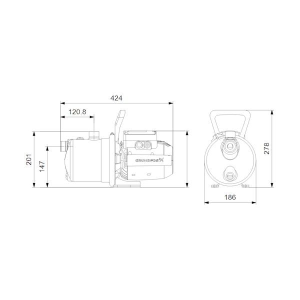 PUUTARHAPUMPPU GRUNDFOS JP 5-48 1x230V 50Hz 1,5M