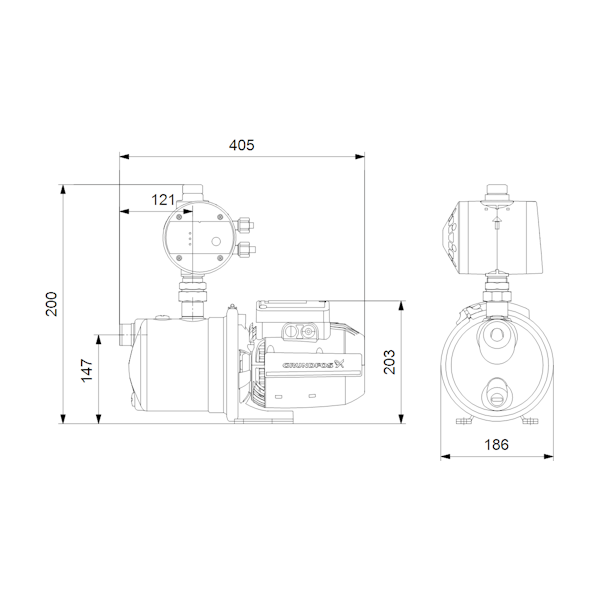 VESIAUTOMAATTI GRUNDFOS JP 4-47 PM1 1x230V 50Hz 1,5M