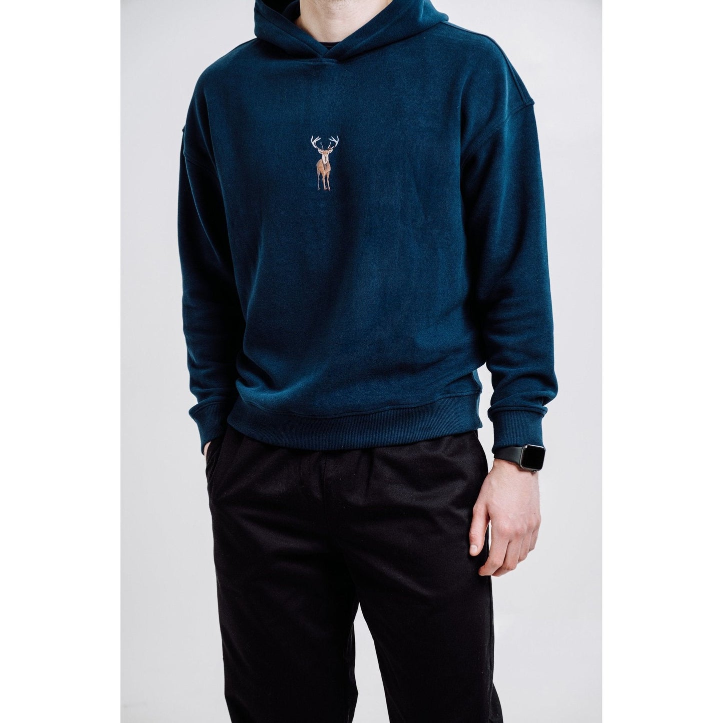 Deer Hoodie - Indigo Blue