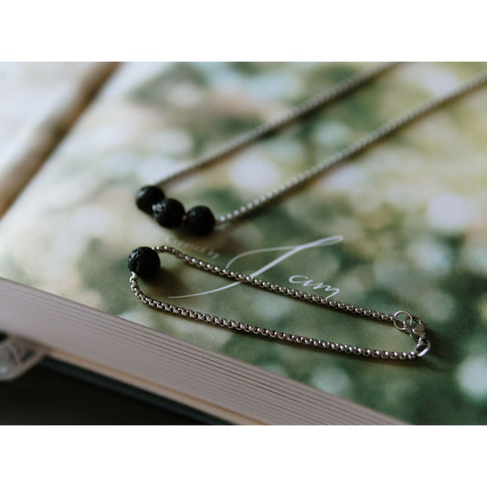 Diffuser Set, Necklace and Bracelet - Black Lava