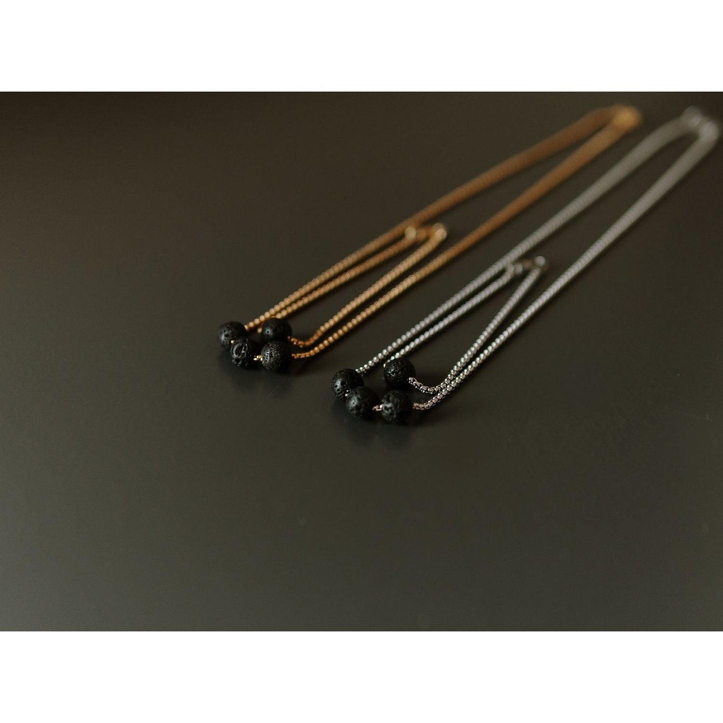 Diffuser Set, Necklace and Bracelet - Black Lava