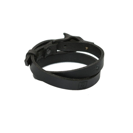 Wolf Leather Bracelet - Black Matte