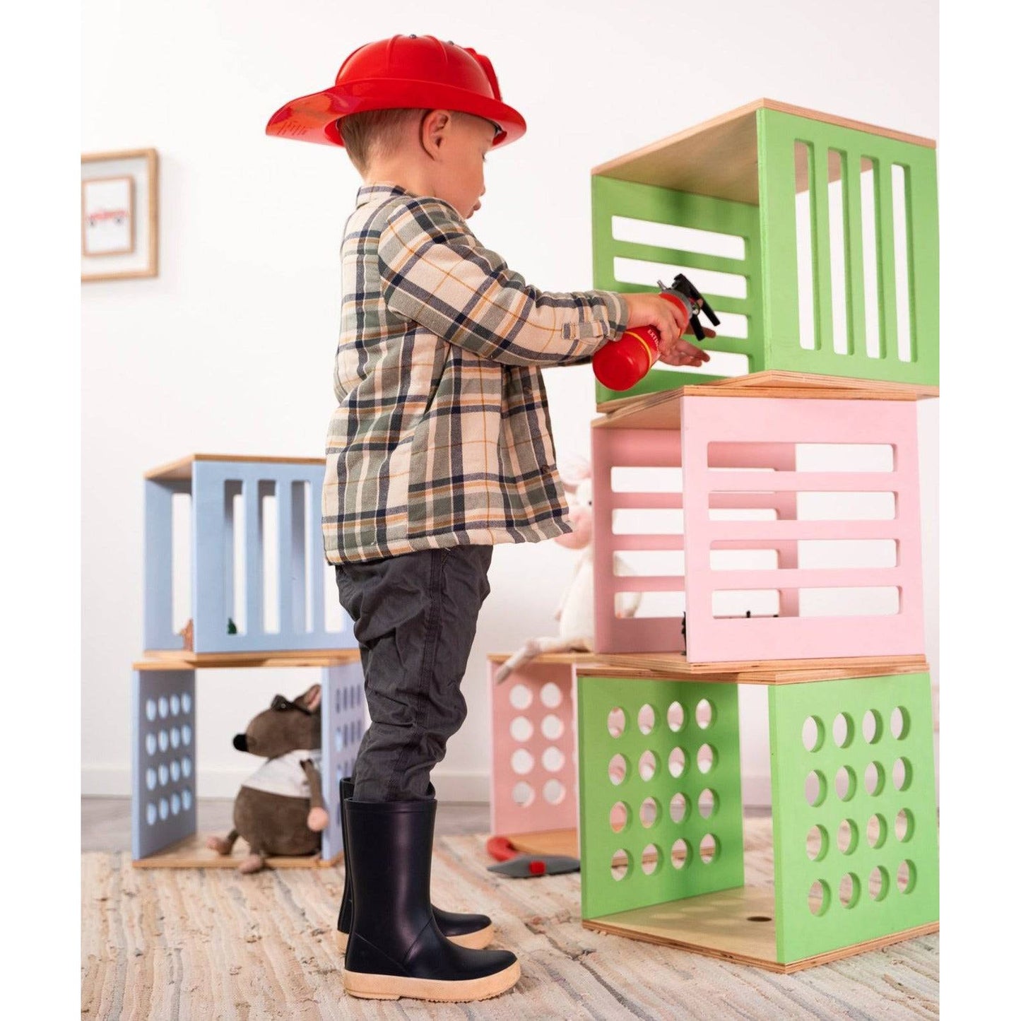 Puinen säilytyslaatikko - 3 laatikon setti (3 eri väriä)