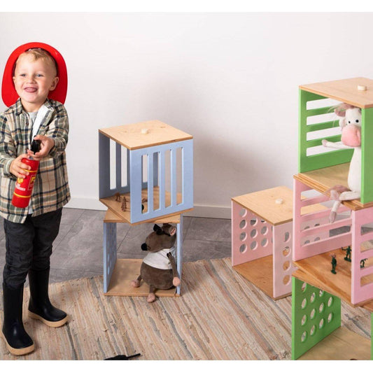 Puinen säilytyslaatikko - 3 laatikon setti (3 eri väriä)