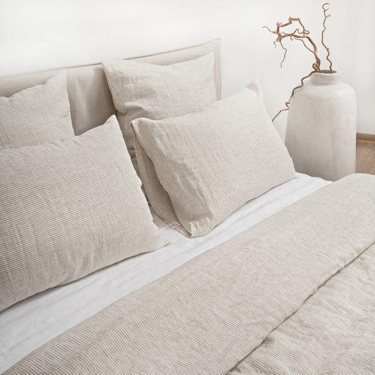 Pellava pussilakanasetti - Natural Stripes (Parivuode) - Linen Tales