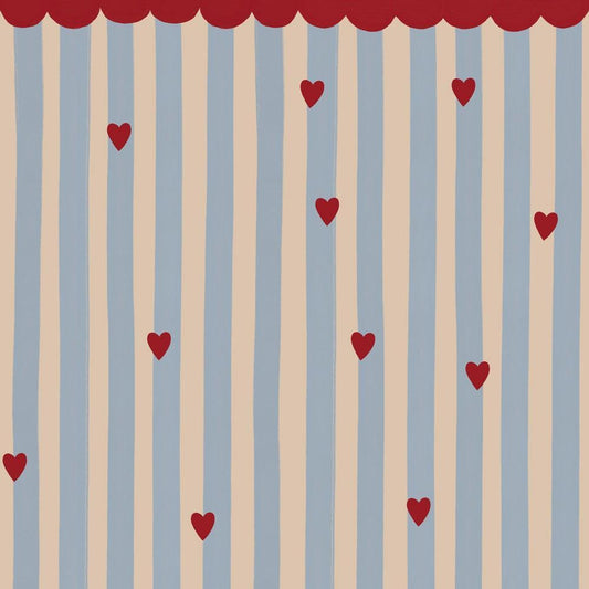 French Hearts Stripes Wallpaper