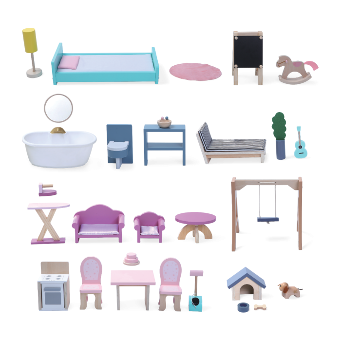 Wooden Dollhouse Crystal with LED Lights