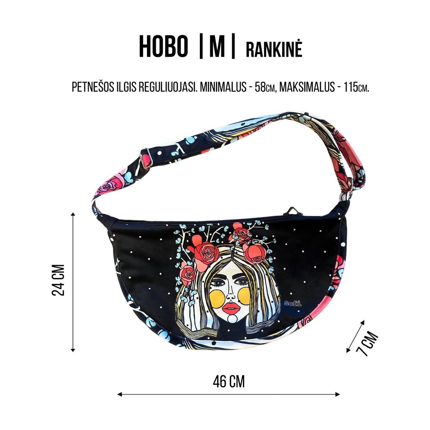 Hobo Bag Heart - Black