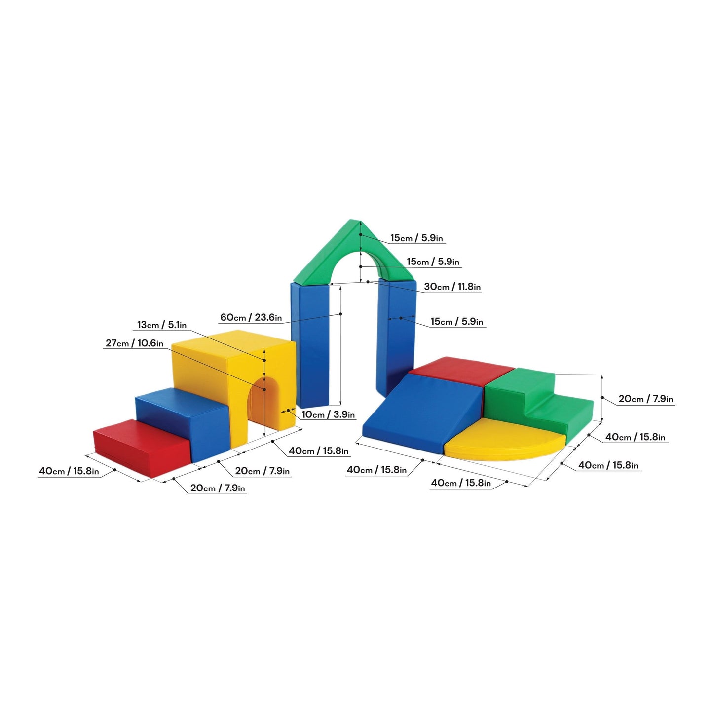 Soft Play 10 Foam Block Set - Multicolor Creativity