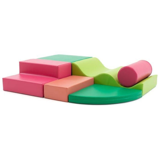 Soft Play 6 Foam Block Set - Pink & Green Explorer