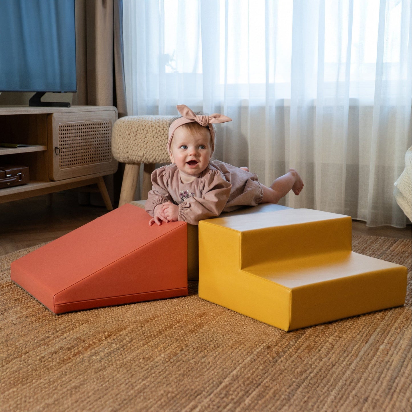 Soft Play 3 Foam Block Set - Pastel Pink Mini Climbie