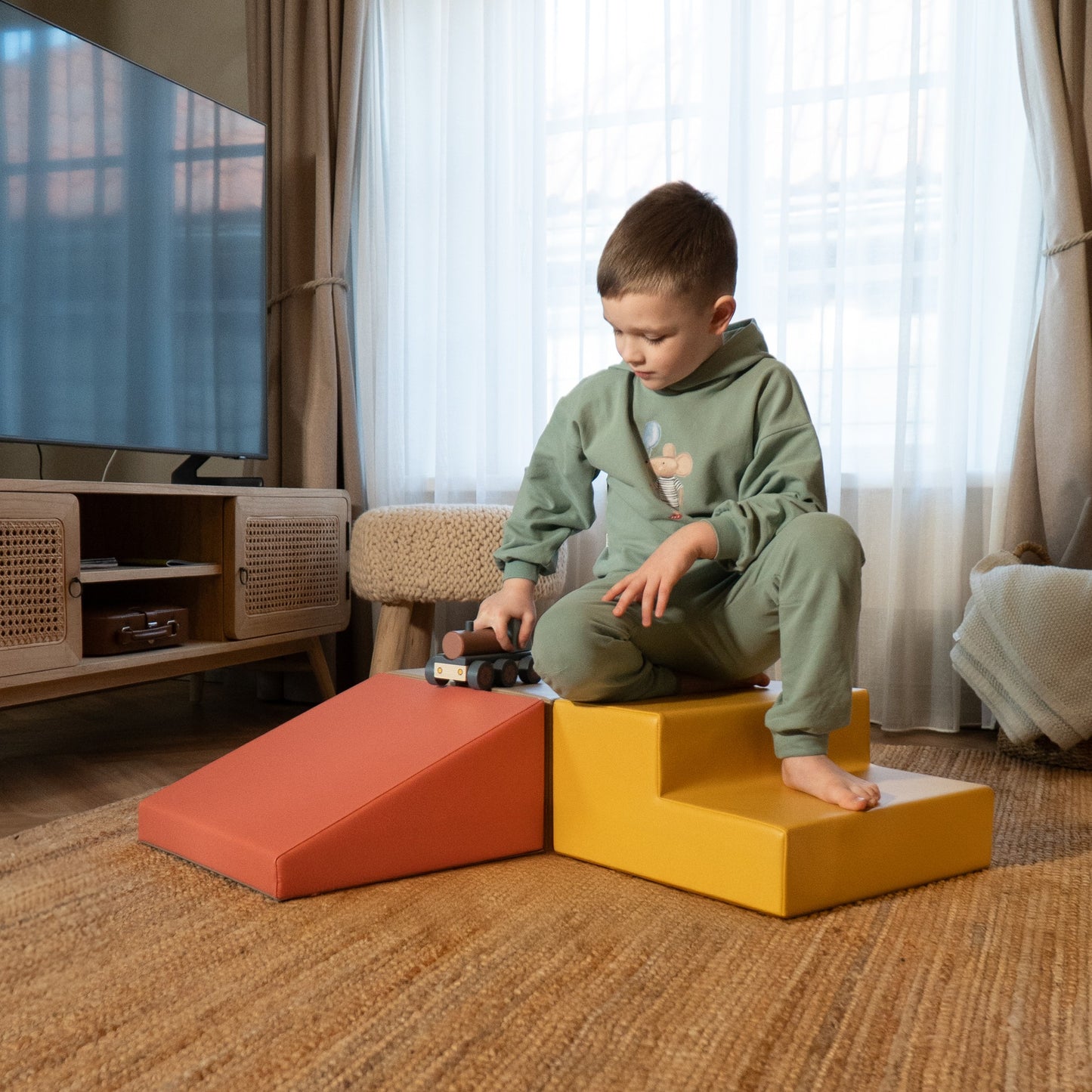 Soft Play 3 Foam Block Set - Pastel Pink Mini Climbie